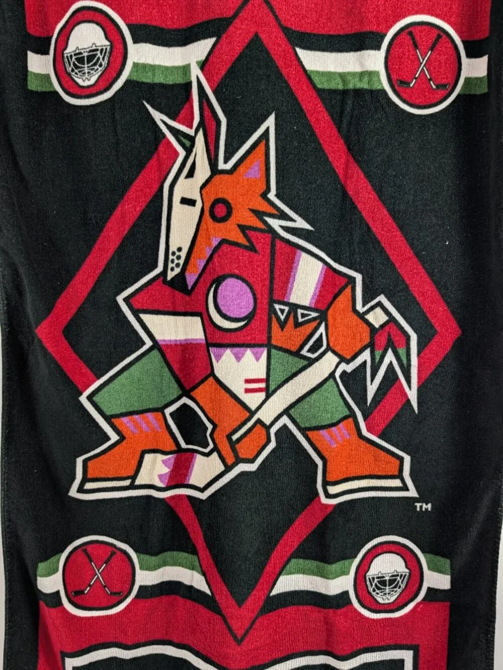 Vintage 90s Phoenix Coyotes KACHINA Logo Beach Towel NHL